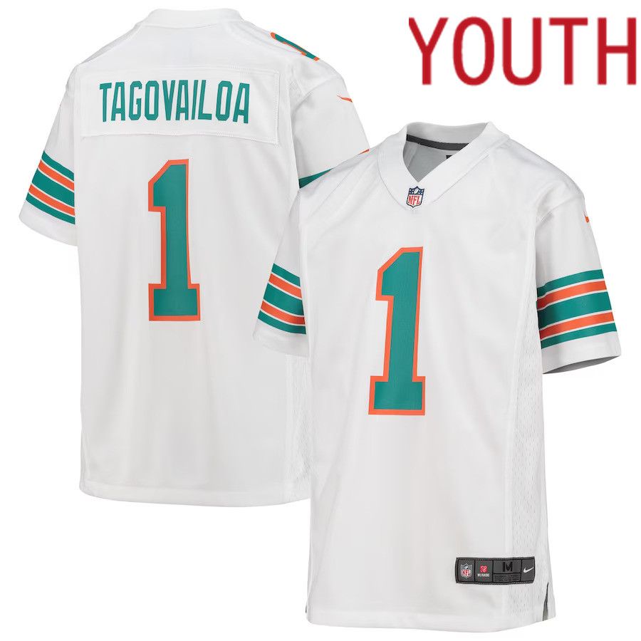 Youth Miami Dolphins 1 Tua Tagovailoa Nike White Alternate Game NFL Jersey